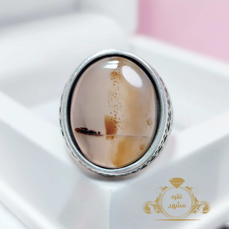 انگشتر حصیری مردانه شجر طبیعی تک خوشرنگ