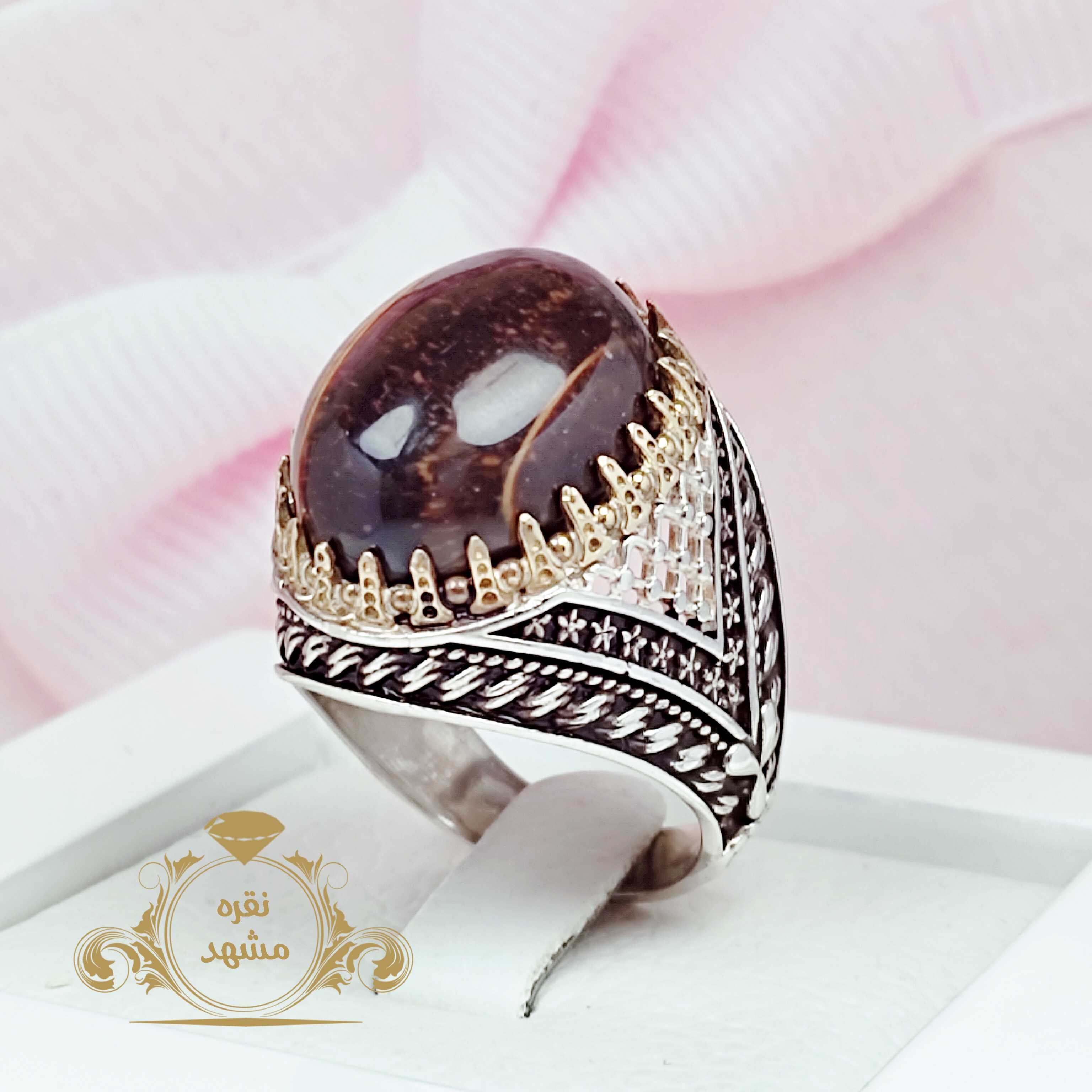 انگشتر نقره مردانه تایگر چشم ببر خوشرنگ