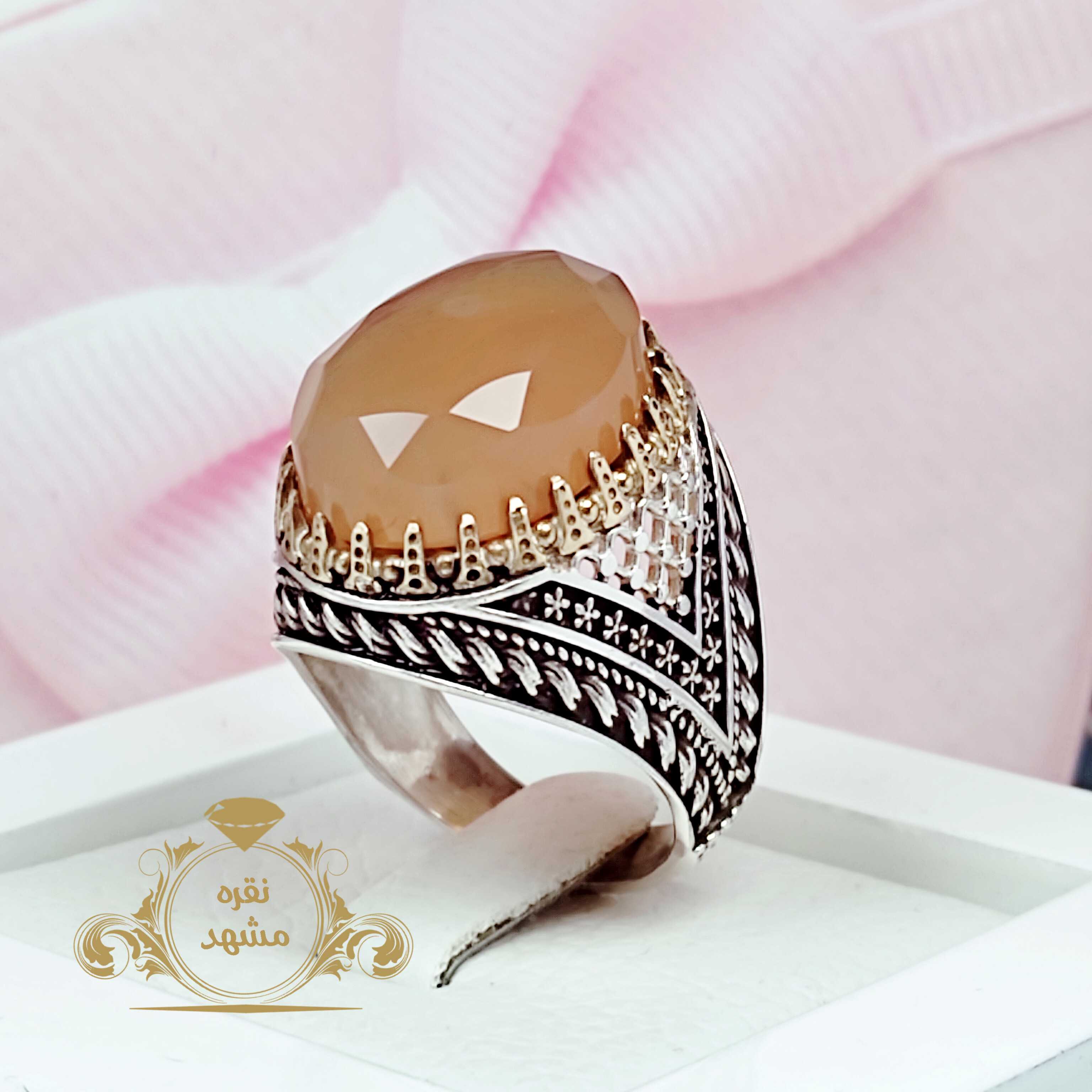 انگشتر نقره عقیق یمنی پرتقالی اصلی و طبیعی