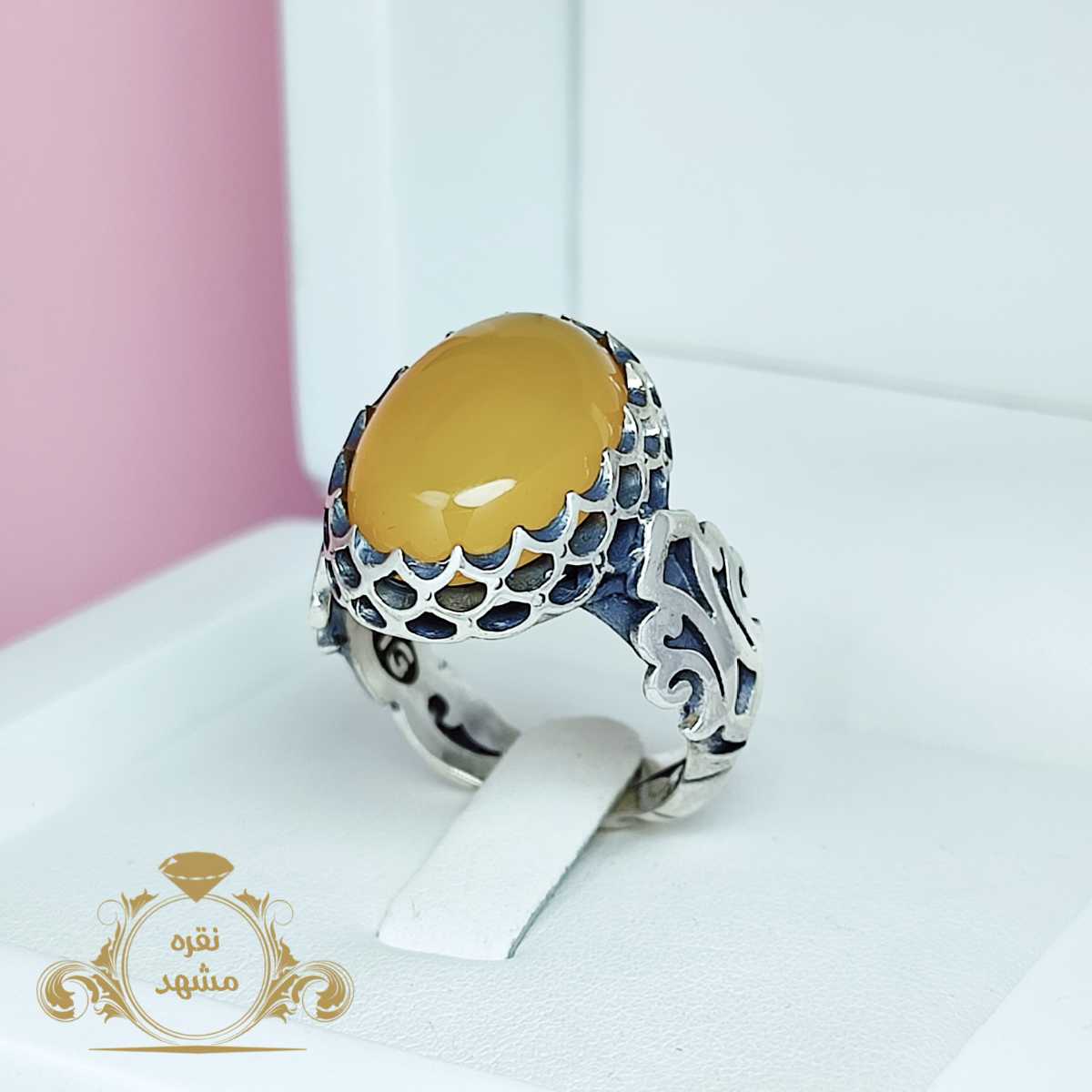 انگشتر عقیق زرد خیلی عالی رکاب نقره اسپرت