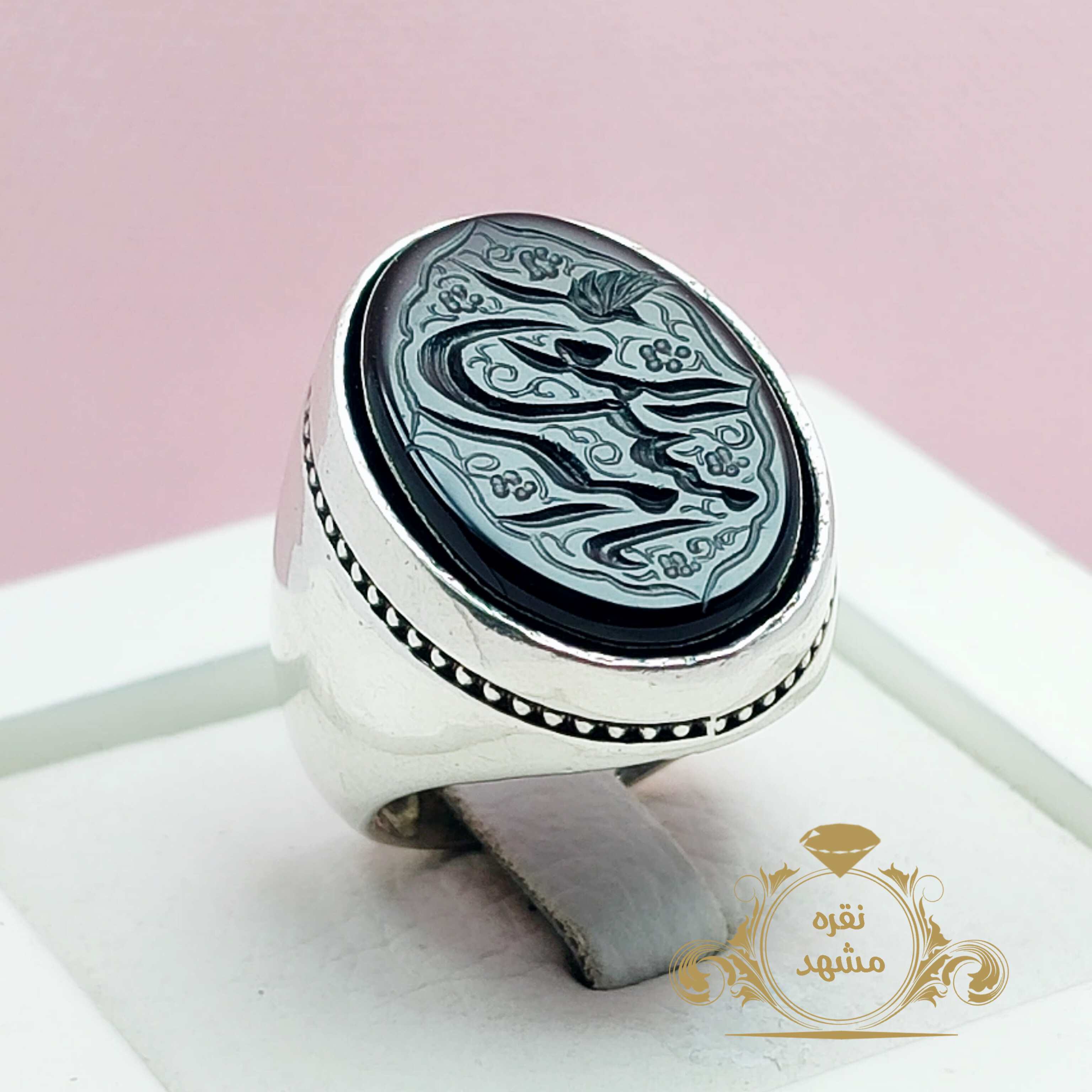 انگشتر عقیق سیاه اصلی نقره مردانه