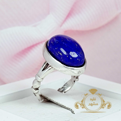 انگشتر نقره مردانه لاجورد افغان با نگین بیضی