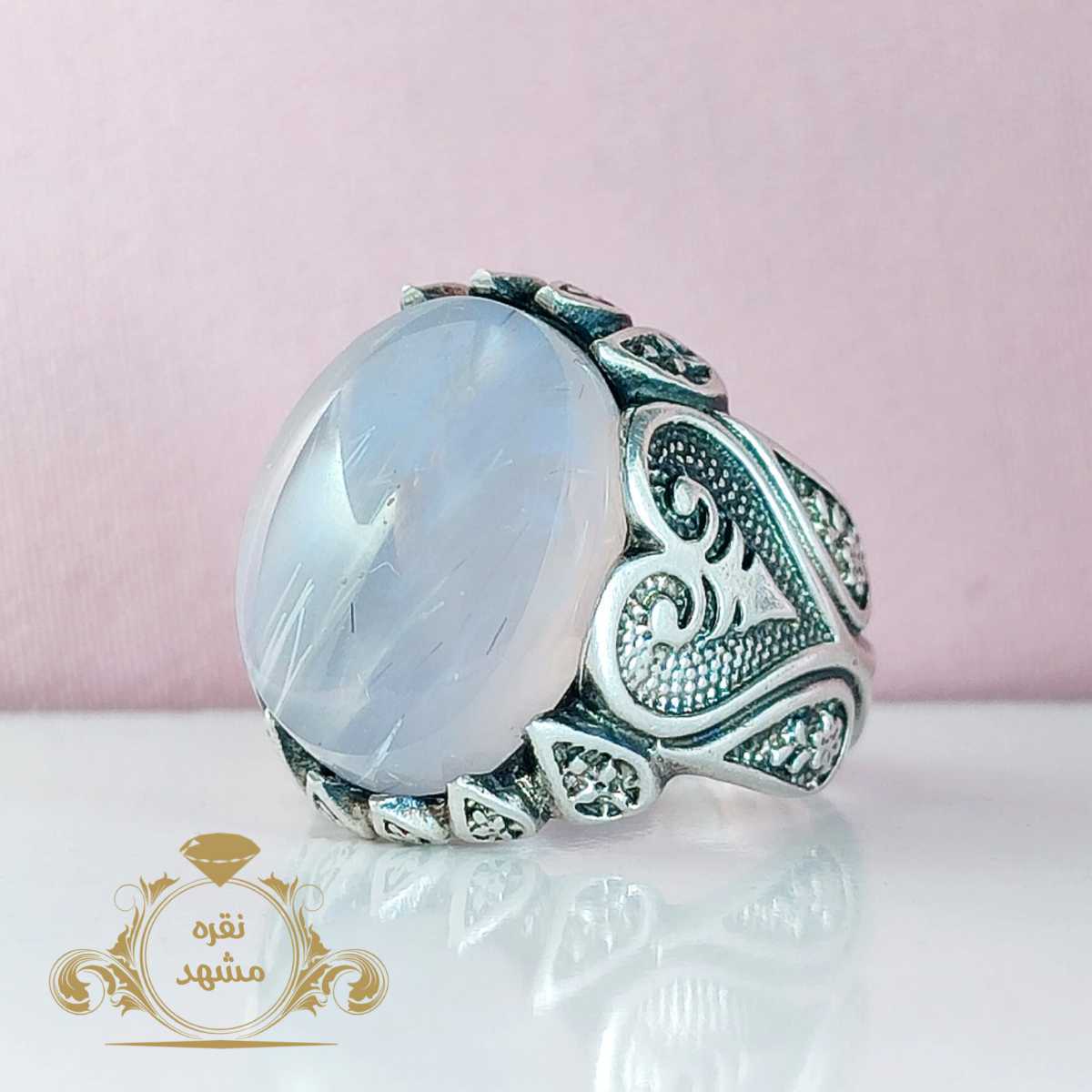 انگشتر نقره مردانه عقیق کبود اصل با طراحی مدرن