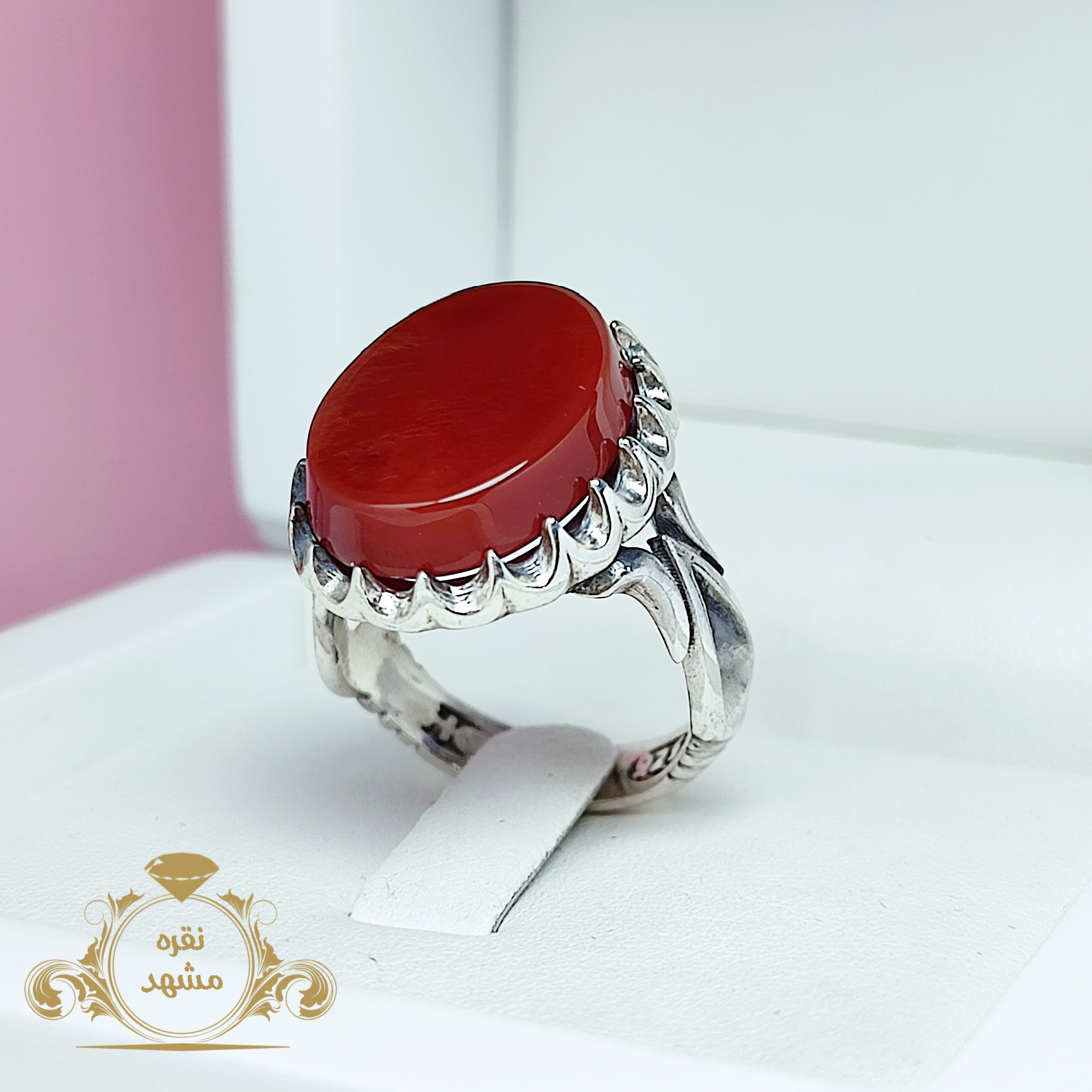 انگشتر نقره سرخ مردانه عقیق اصلی