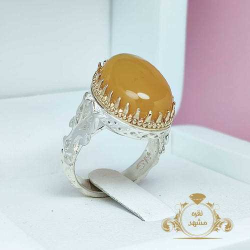 انگشتر مردانه عقیق زرد دامله اصلی