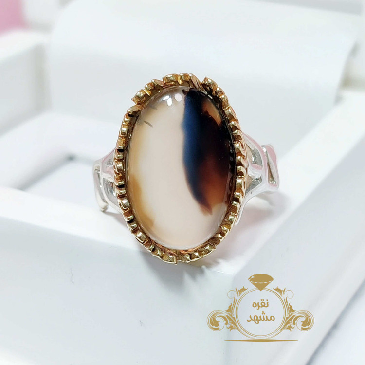 انگشتر شجر دو رنگ سفید و سرخ مردانه اصلی و معدنی