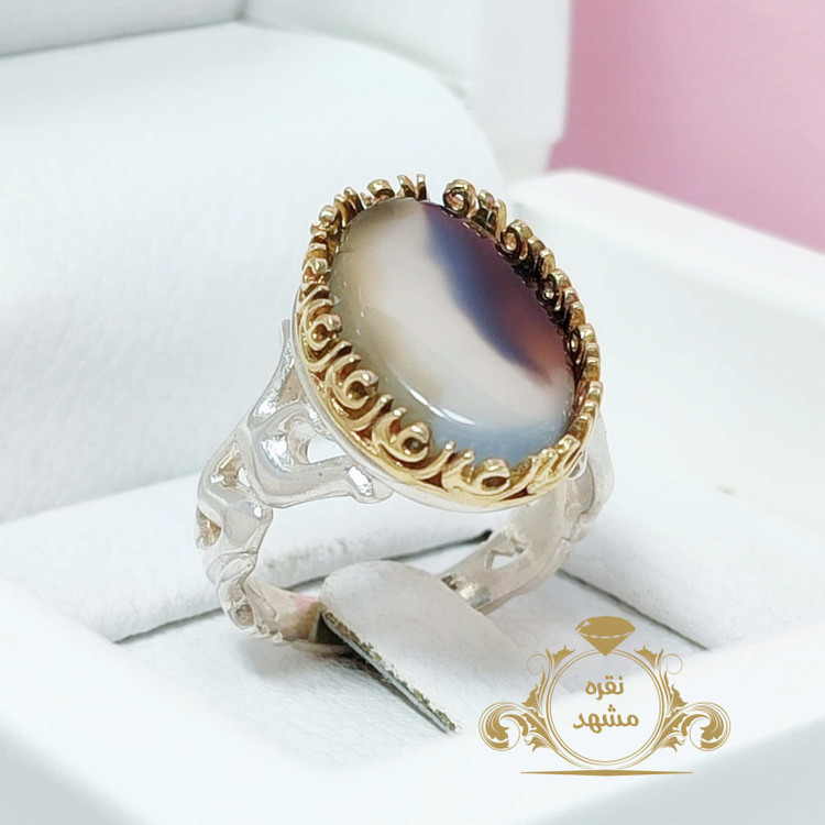 انگشتر شجر دو رنگ سفید و سرخ مردانه اصلی و معدنی