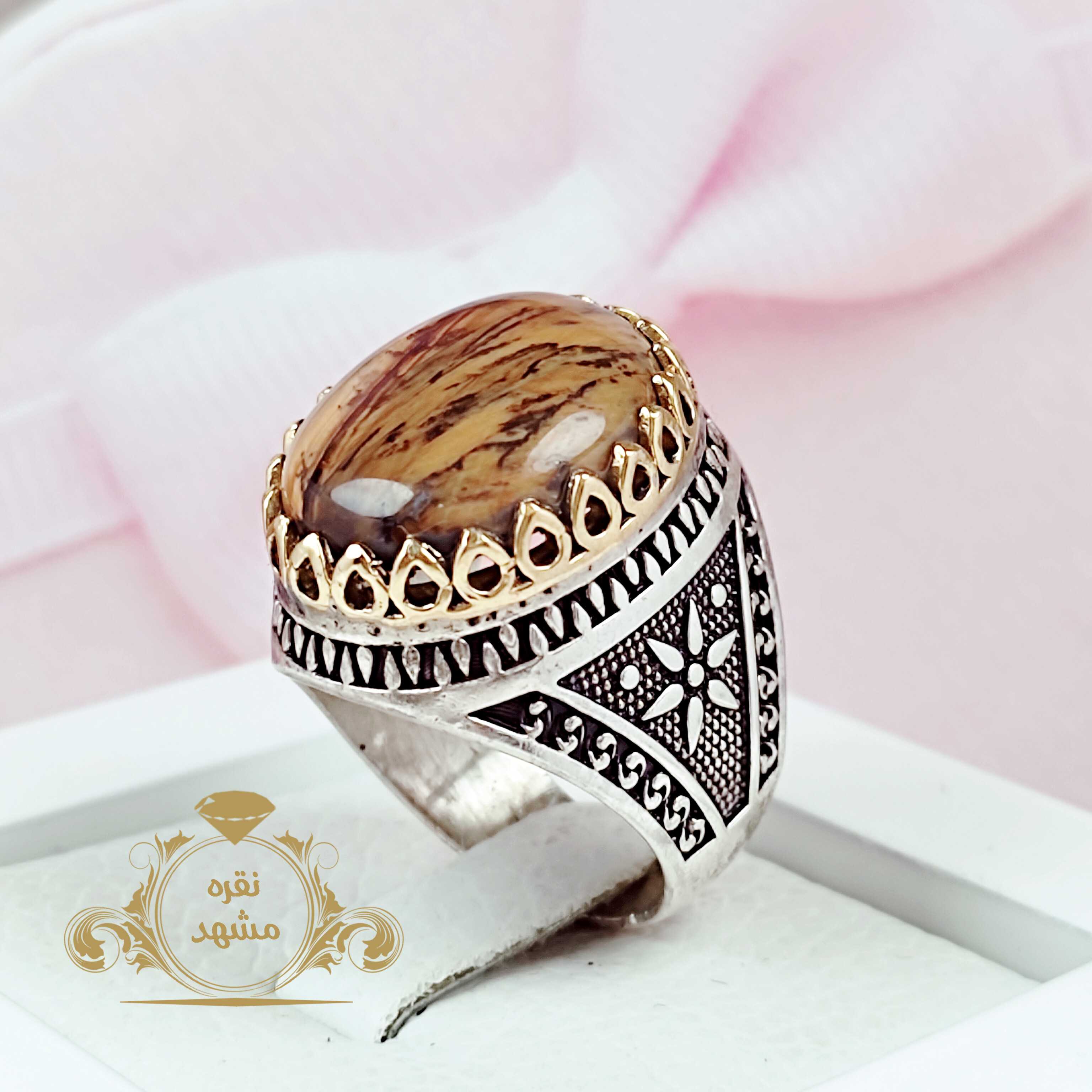 انگشتر تایگر چشم ببر قهوه ای طلایی اصلی و معدنی