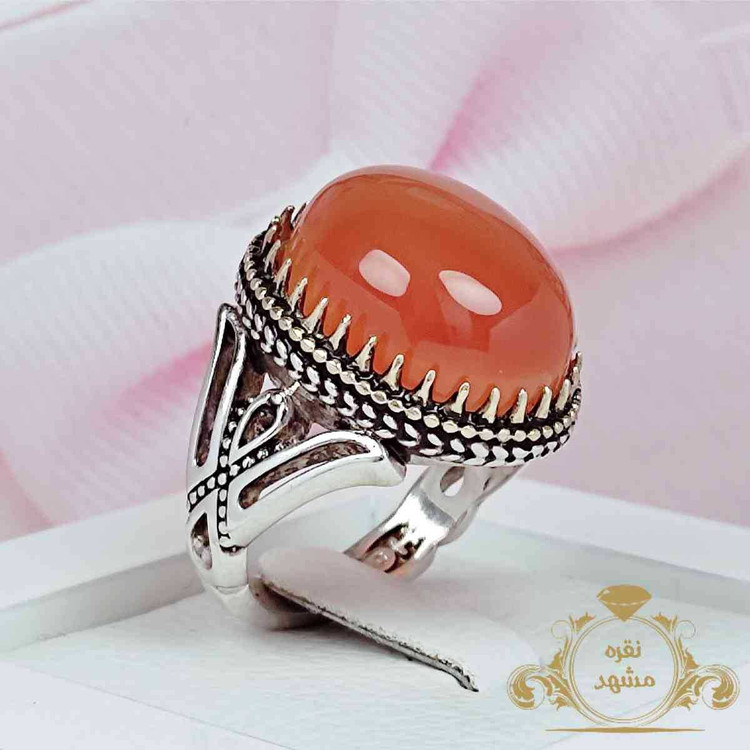 انگشتر مردانه عقیق پرتقالی اصلی خاص سردار سلیمانی