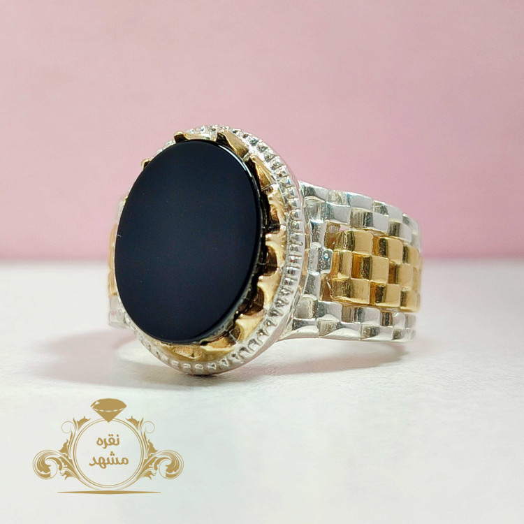 انگشتر مردانه عقیق سیاه اصلی و خوشرنگ مدل رولکسی