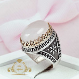 انگشتر رز کوارتز اصلی معدنی انگشتر مردانه خاض