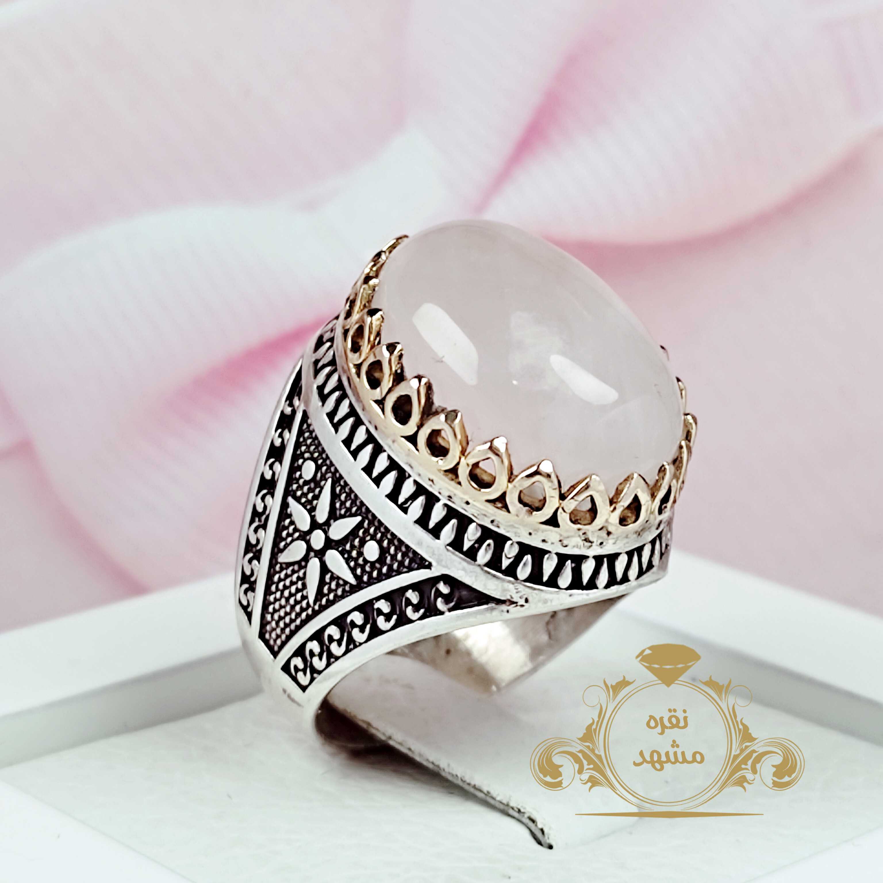 انگشتر رز کوارتز اصلی معدنی انگشتر مردانه خاض