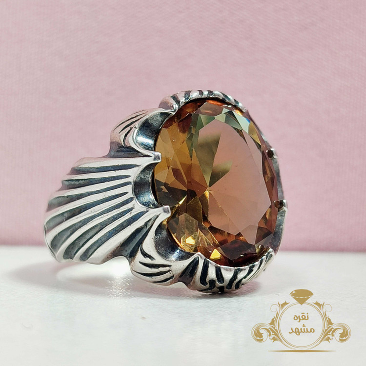 انگشتر نقره الکساندریت سه رنگ مردانه