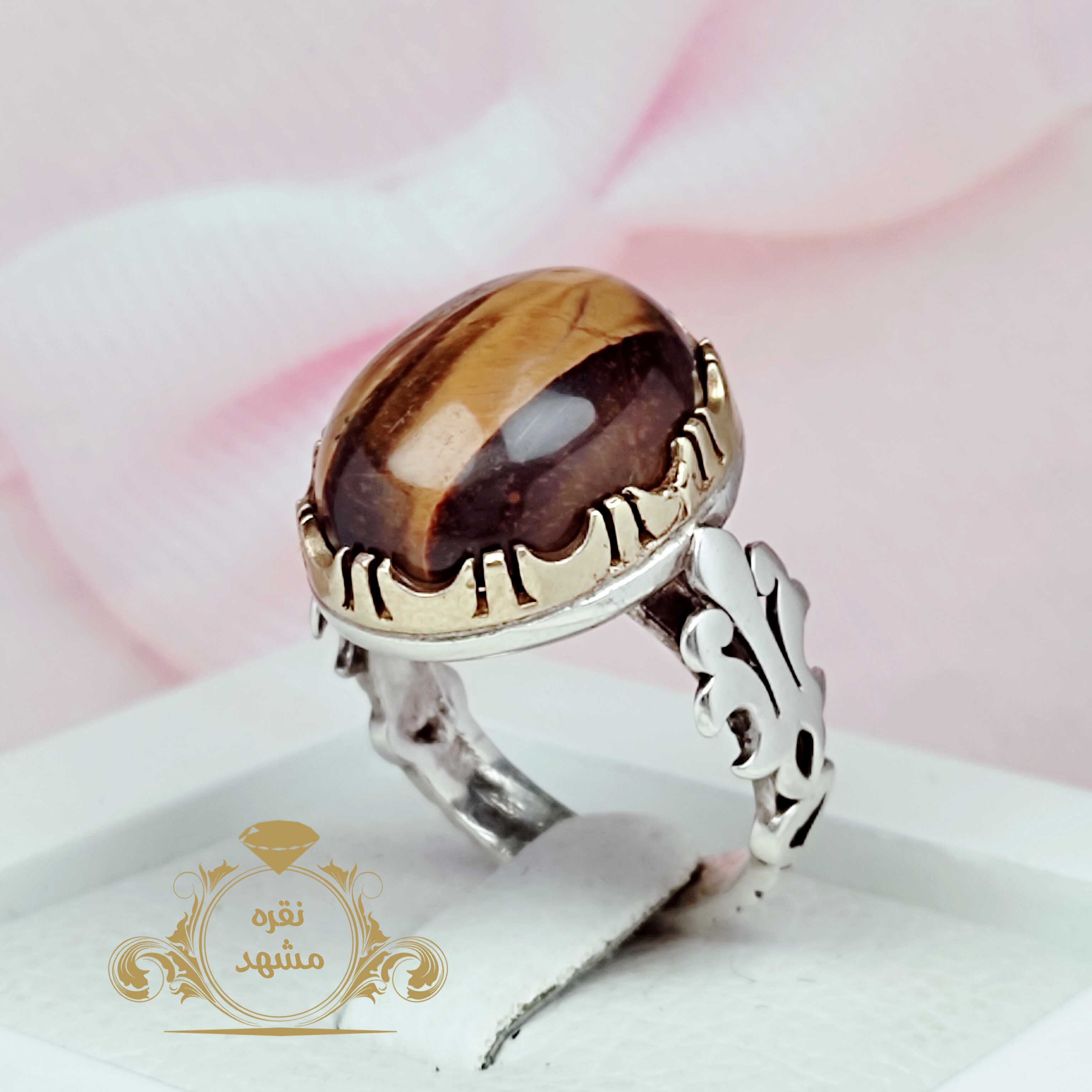 انگشتر مردانه تایگر_چشم ببر تاج طلایی رنگ ثابت