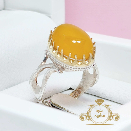 انگشتر مردانه عقیق زرد معدنی