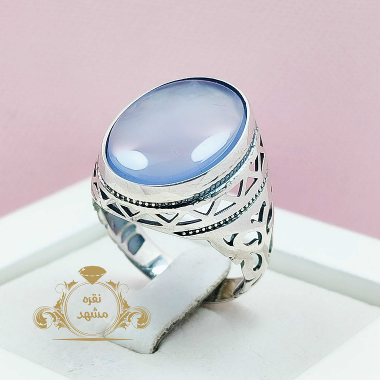 انگشتر مردانه عقیق کبود یمانی خوشرنگ