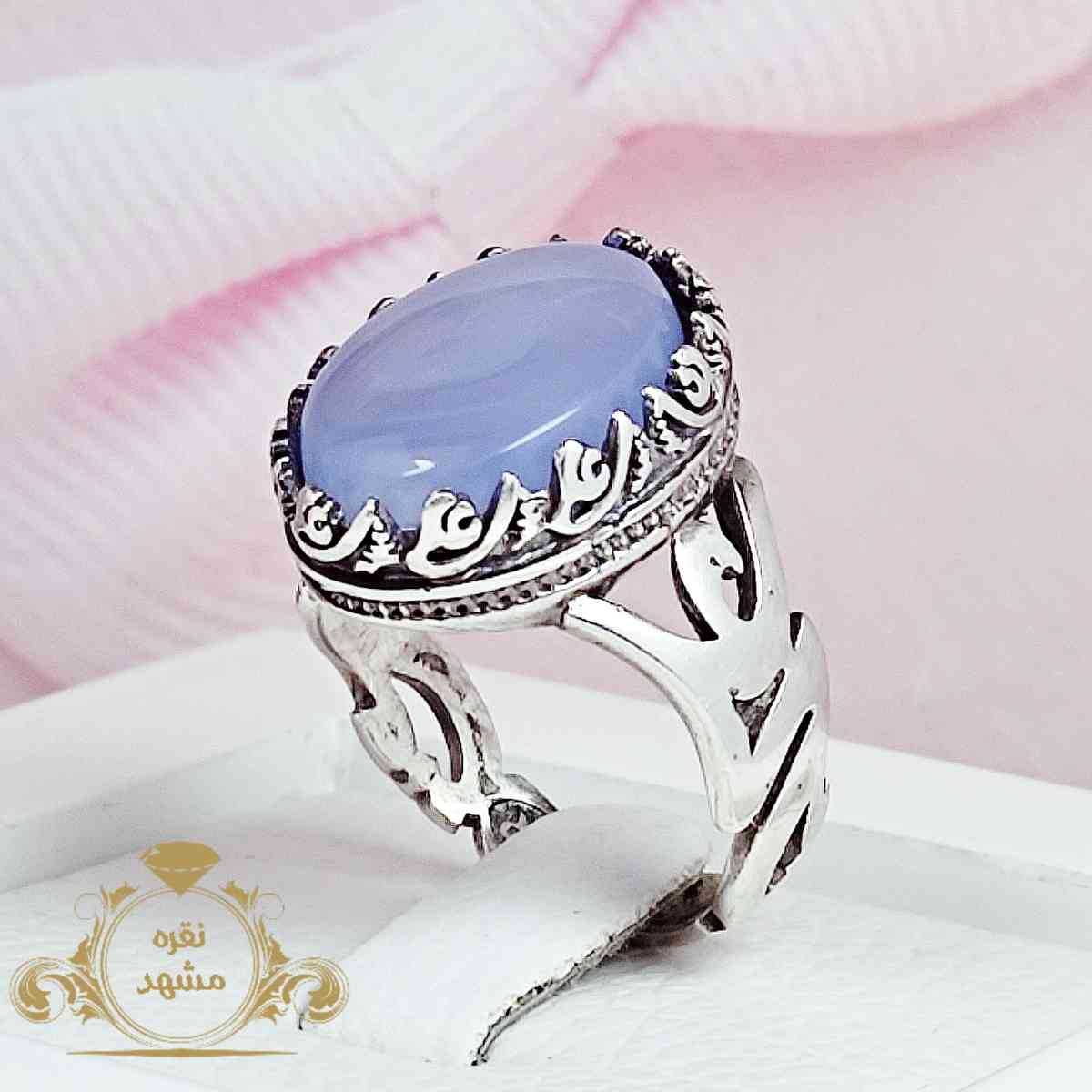 انگشتر علی مردانه عقیق کبود یمن خوش تراش عالی