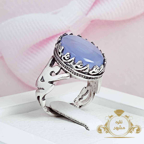 انگشتر علی مردانه عقیق کبود یمن خوش تراش عالی