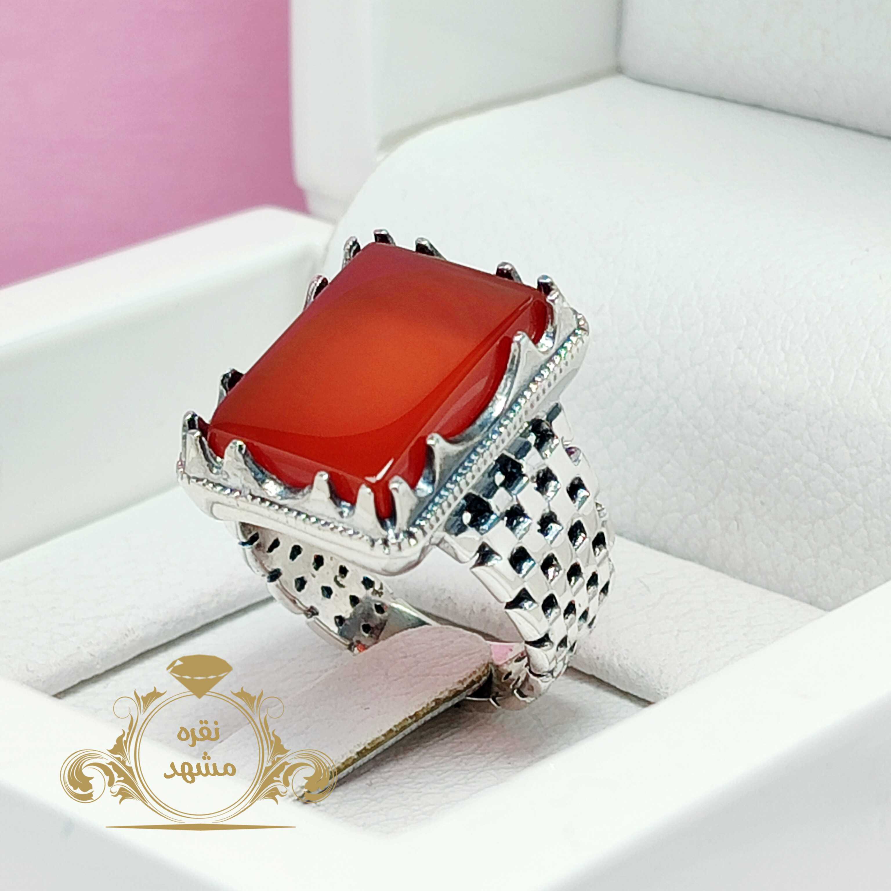 انگشتر مردانه رولکس نقره عقیق سرخ معدنی