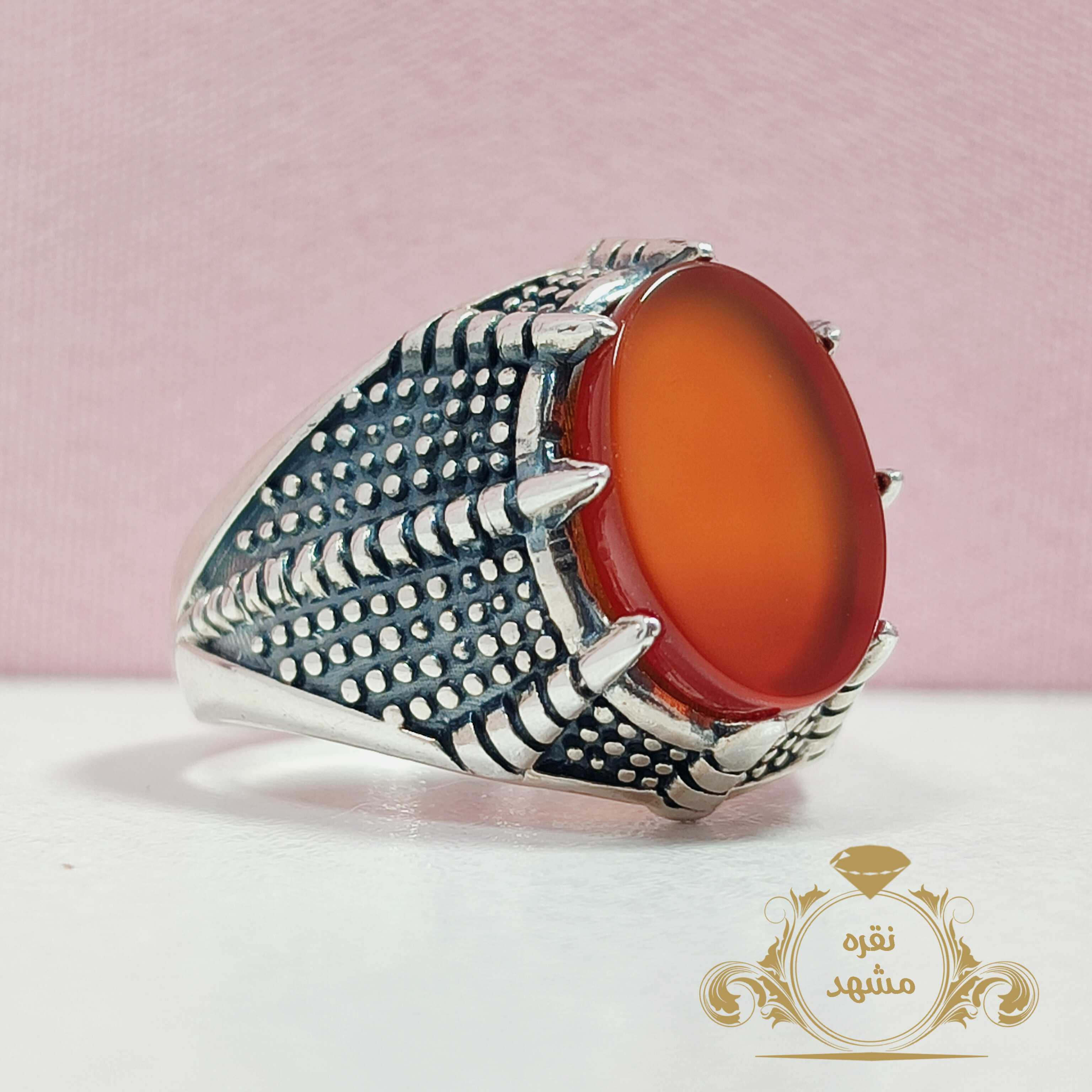 انگشتر چنگ عقاب عقیق سرخ