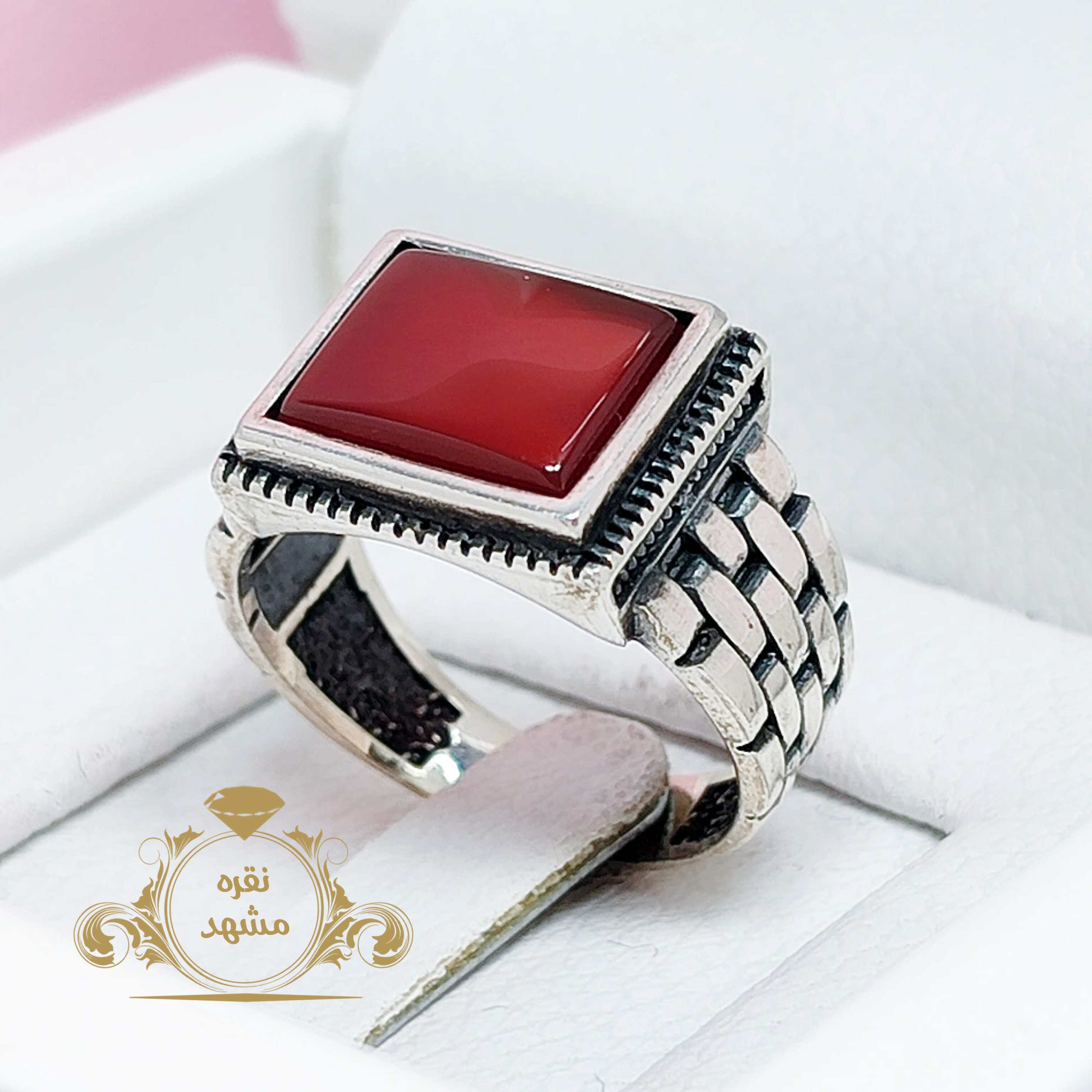 انگشتر نقره مردانه عقیق سرخ اصلی رکاب رولکسی