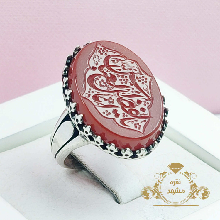 انگشتر مردانه عقیق سرخ اصلی یا اباالفضل عباس