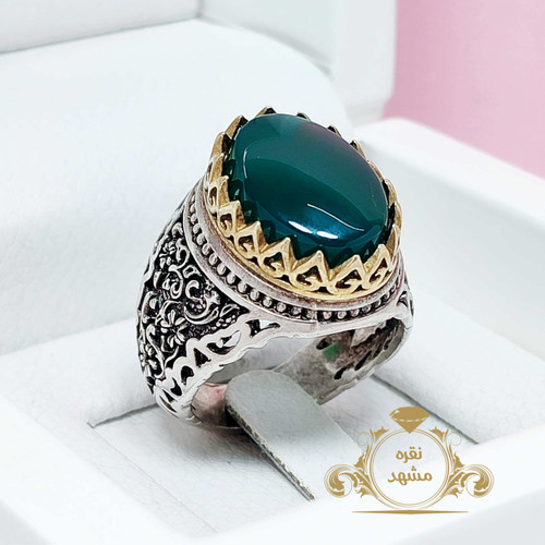 انگشتر نقره عقیق مردانه عقیق سبز