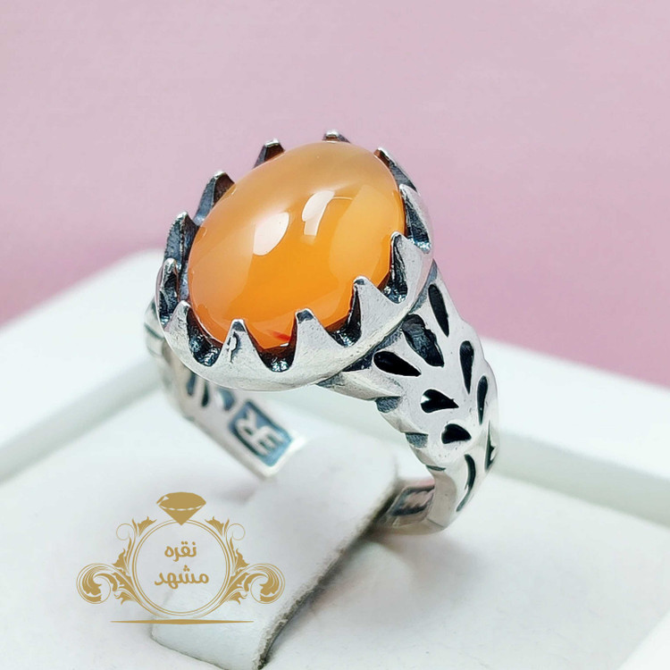 انگشتر ظریف عقیق زرد مردانه