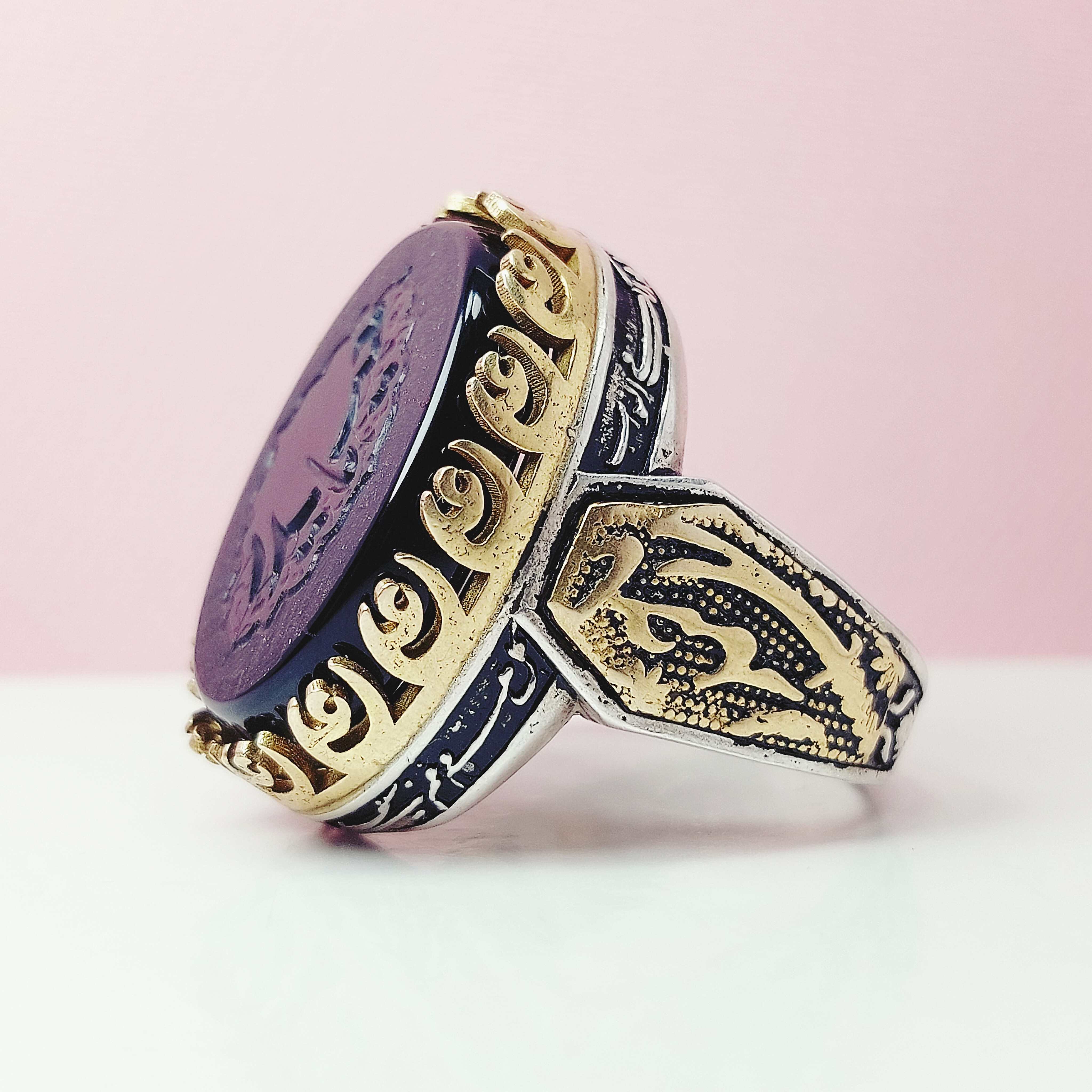 رکاب یاحیدر عقیق سیاه یاحیدر انگشتر مردانه