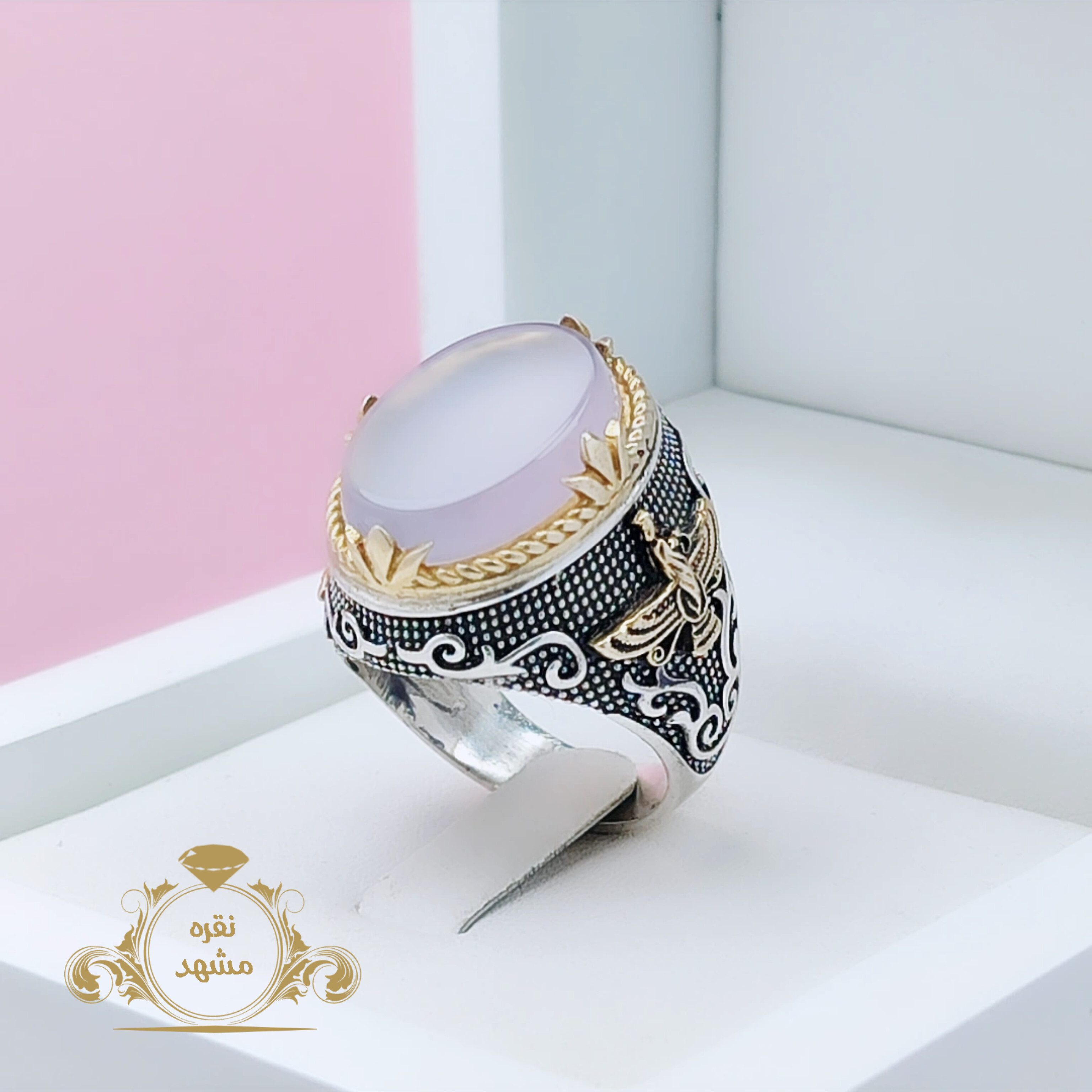 انگشتر مدل فروهر نقره مردانه عقیق سوسنی اصلی کپی