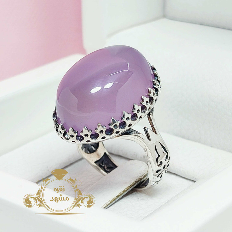 انگشتر اصل نقره مردانه عقیق سوسنی مدل نیزه