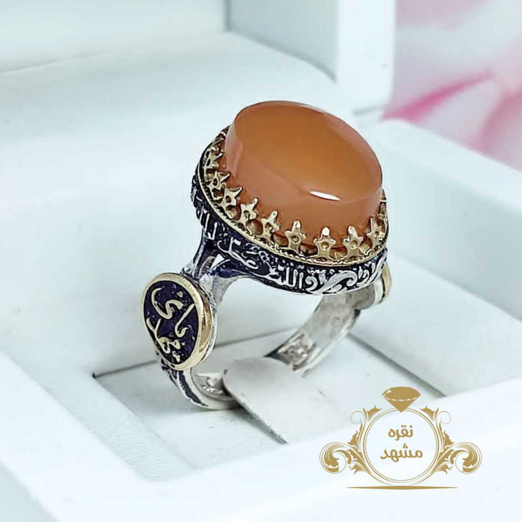 انگشتر یامهدی عقیق پرتقالی یمنی اصلی