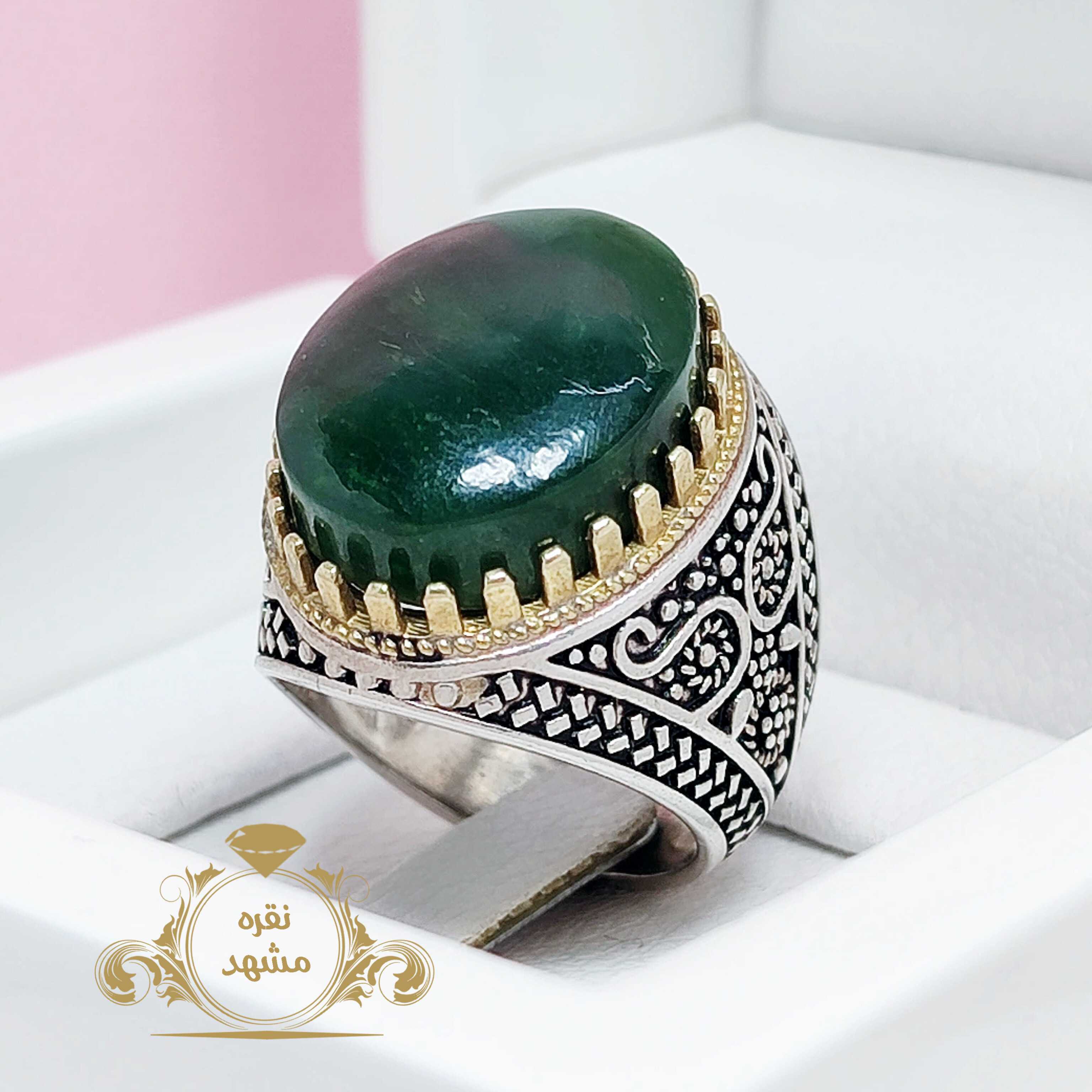 انگشتر مردانه یشم یمن تراش اصل و معدنی