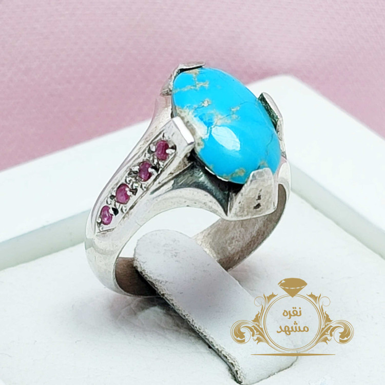فروش انگشتر مردانه فیروزه نیشابوری آبی