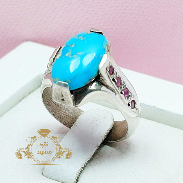 فروش انگشتر دستساز فیروزه نیشابوری آبی ناب