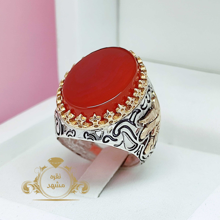انگشتر مردانه عقیق سرخ مدل پر فروش