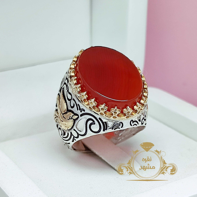 انگشتر مردانه عقیق سرخ اصلی مدل پر فروش
