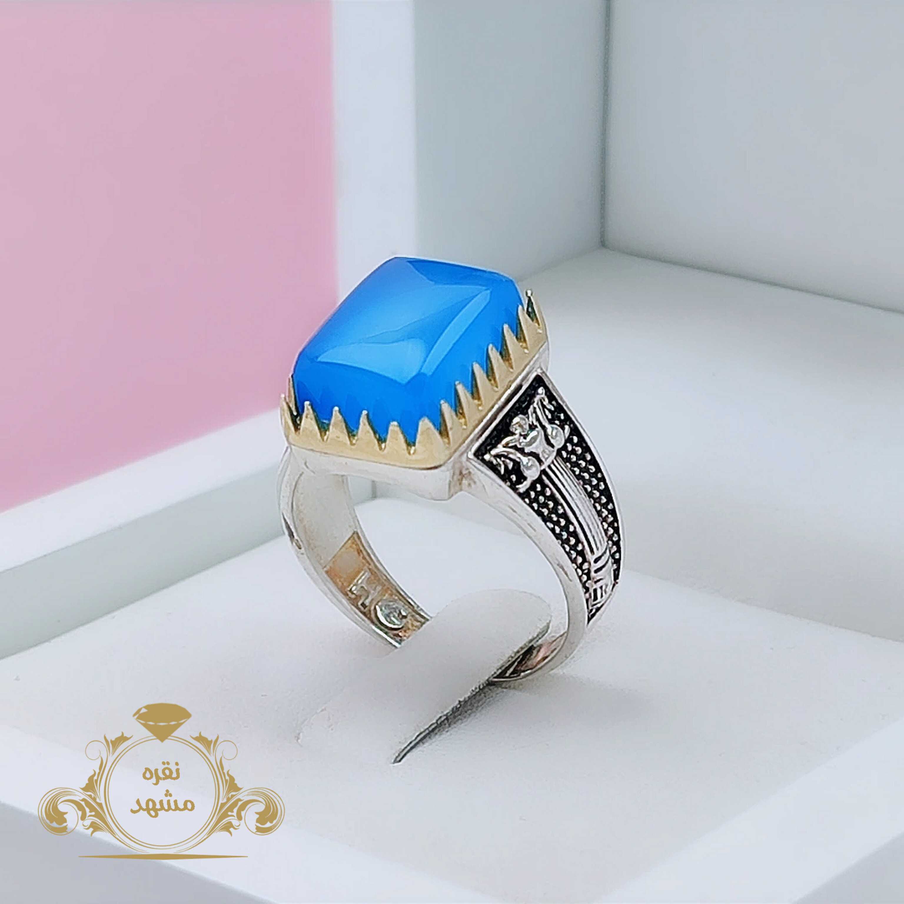 انگشتر هخامنشی اصلی مردانه خاص عقیق آبی