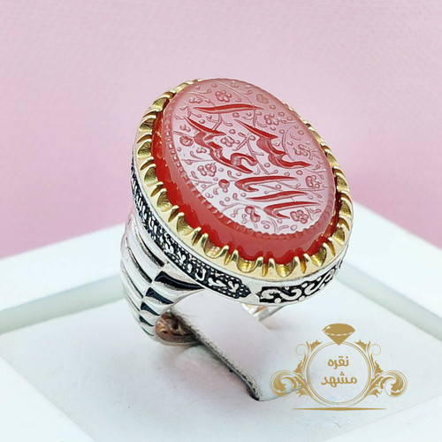 فروش انگشتر یا ابا عبدالله عقیق سرخ اصل