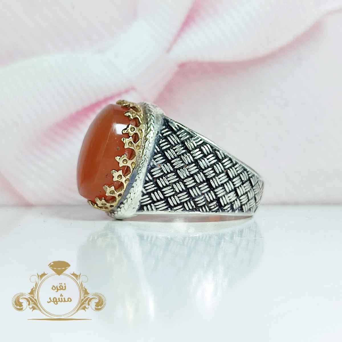 انگشتر یمنی اصلی پرتقالی رکاب نقره