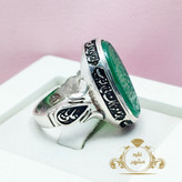 انگشتر نگین یا ابالفضل عقیق سبز مردانه نقره