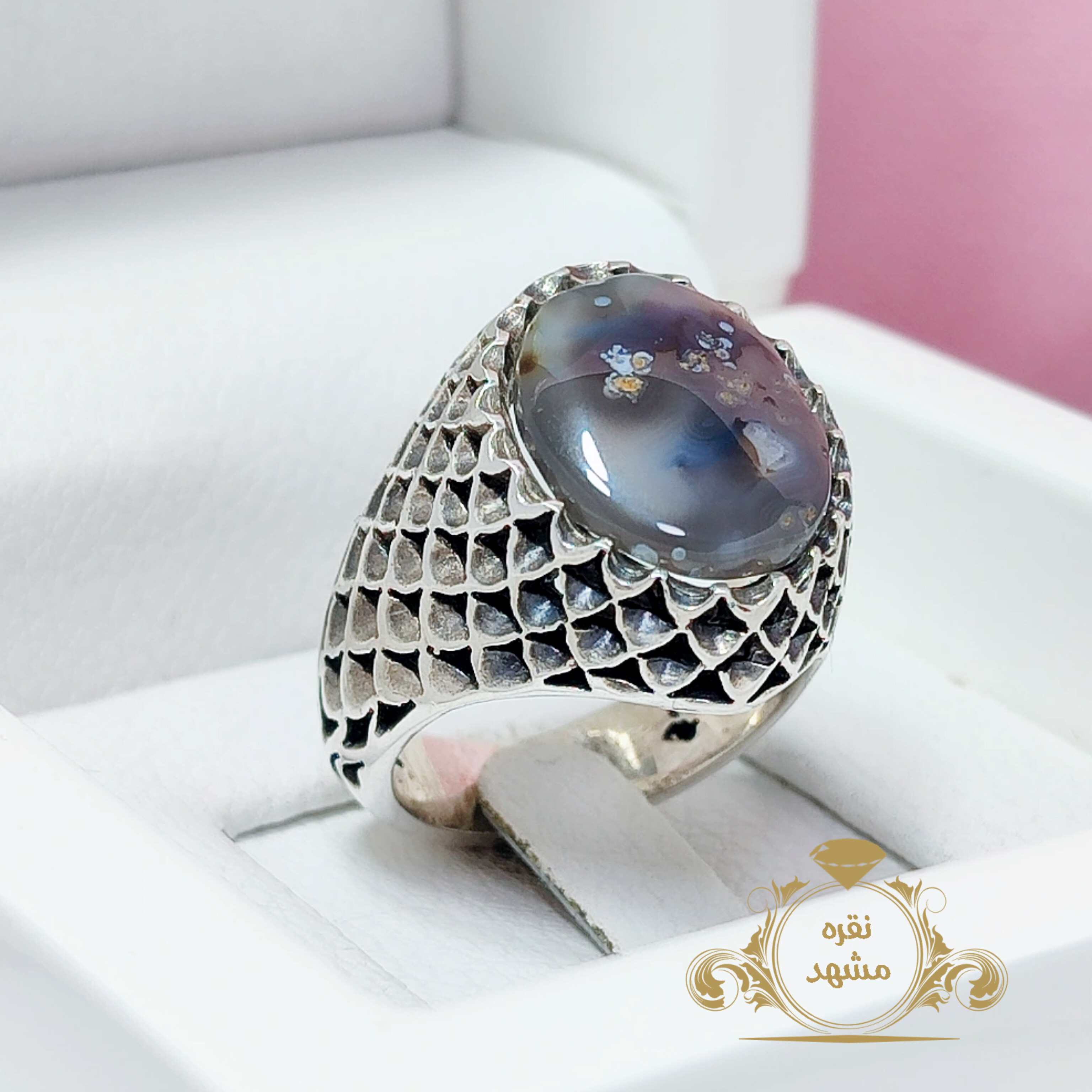 انگشتر مردانه شجر خوش نقش و نگار مدل شبکه