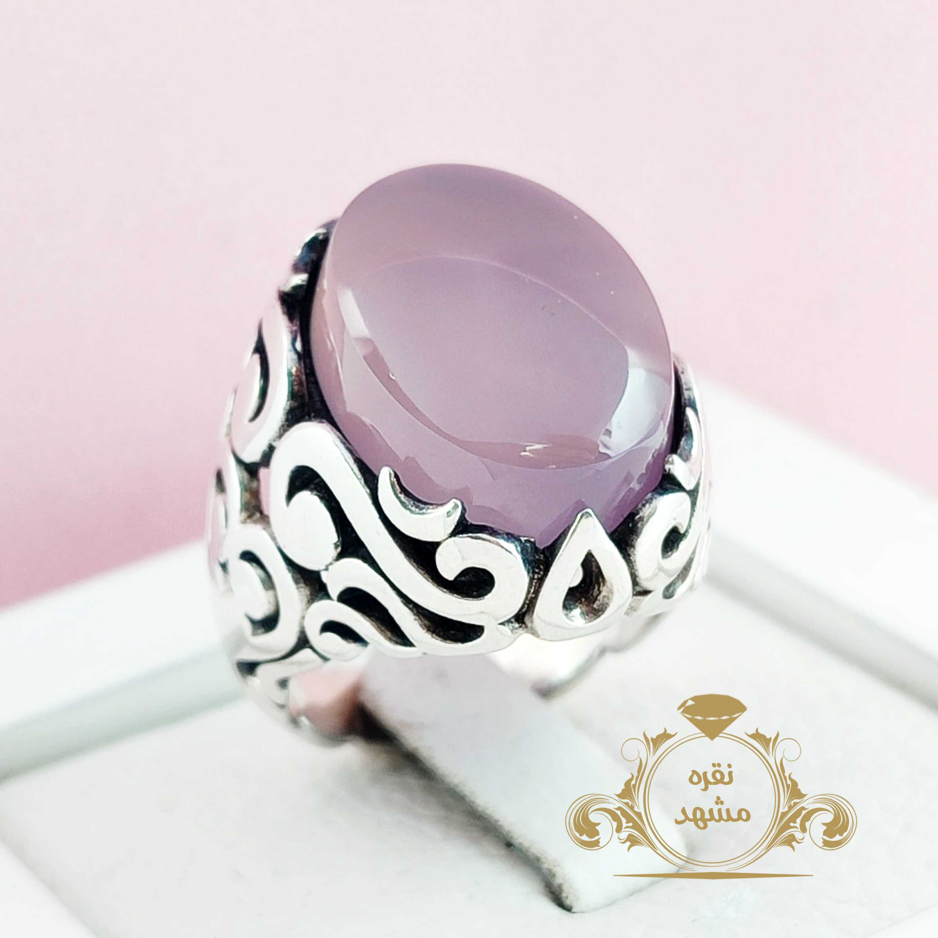 انگشتر سوسنی خوشرنگ یمنی مردانه نقره رکاب پر فروش