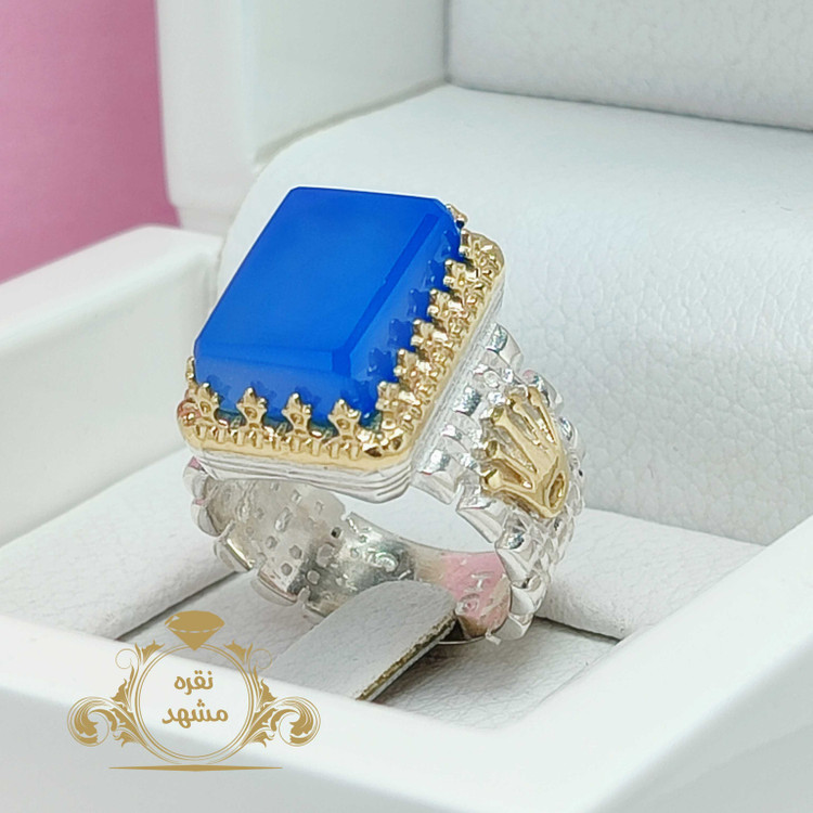 انگشتر رولکس مردانه فوق العاده زیبای عقیق آبی