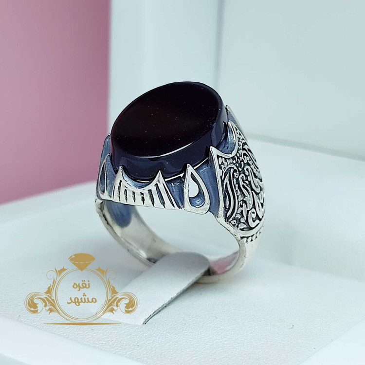 انگشتر سیاه نقره اصلی رکاب مردانه 925