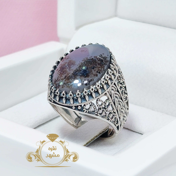 شجر جنگلی انگشتر مردانه نقره نگین طبیعی