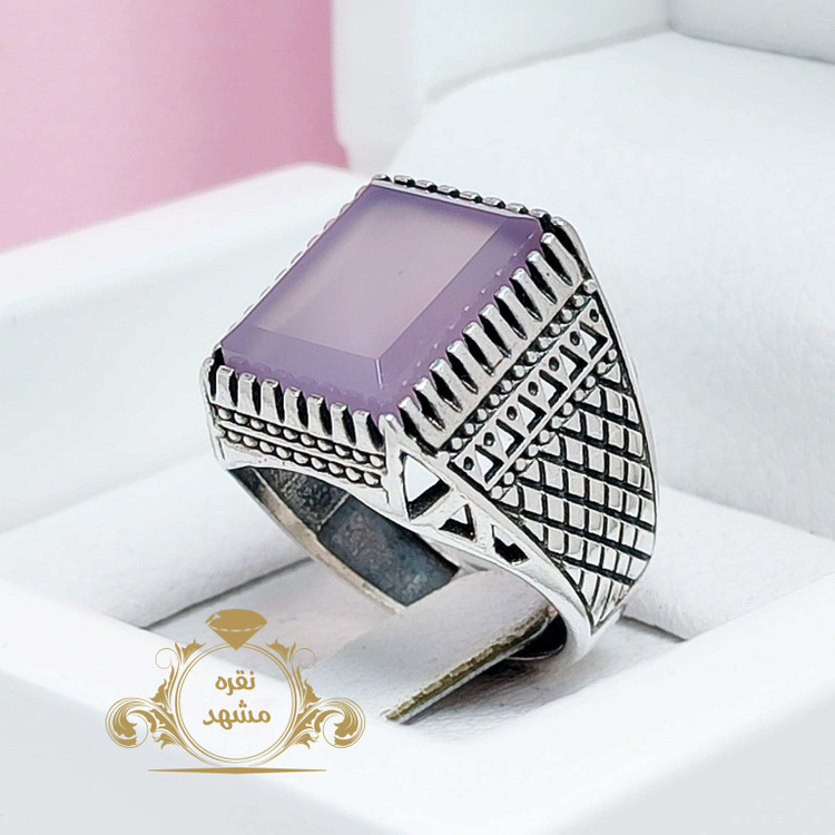 انگشتر نقره مردانه عقیق سوسنی چهارگوش