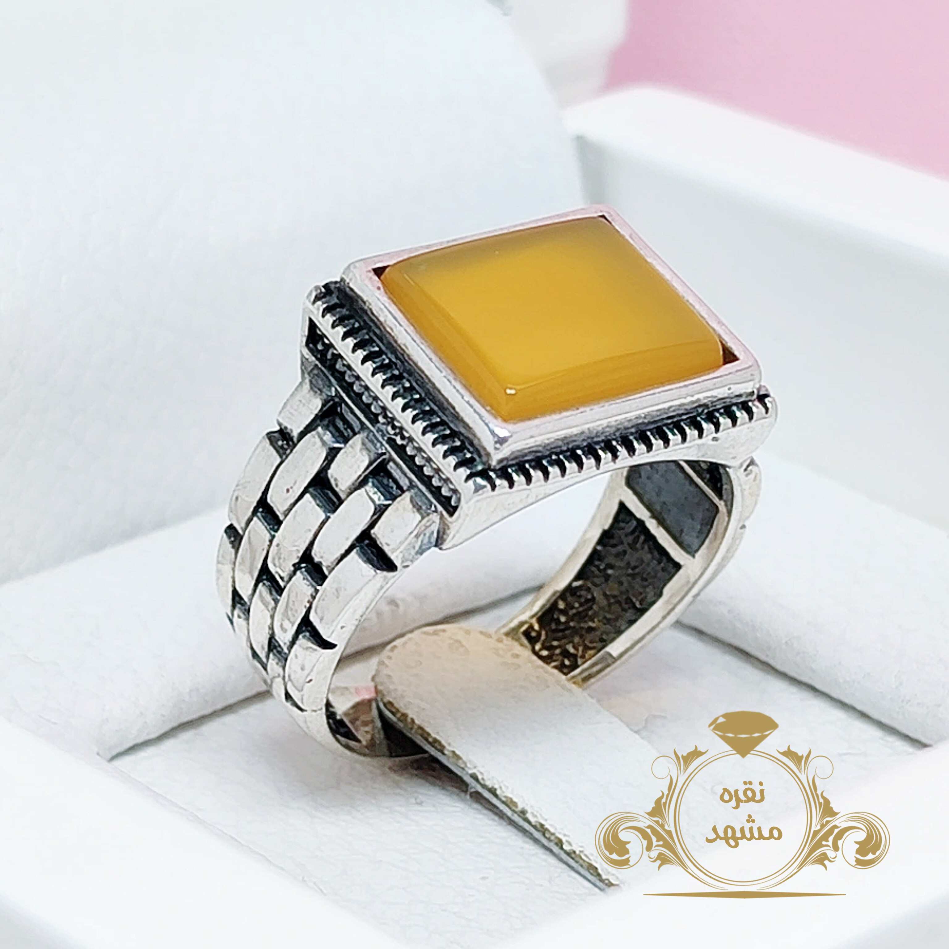 انگشتر عقیق زرد مردانه رولکسی خاص و شیک