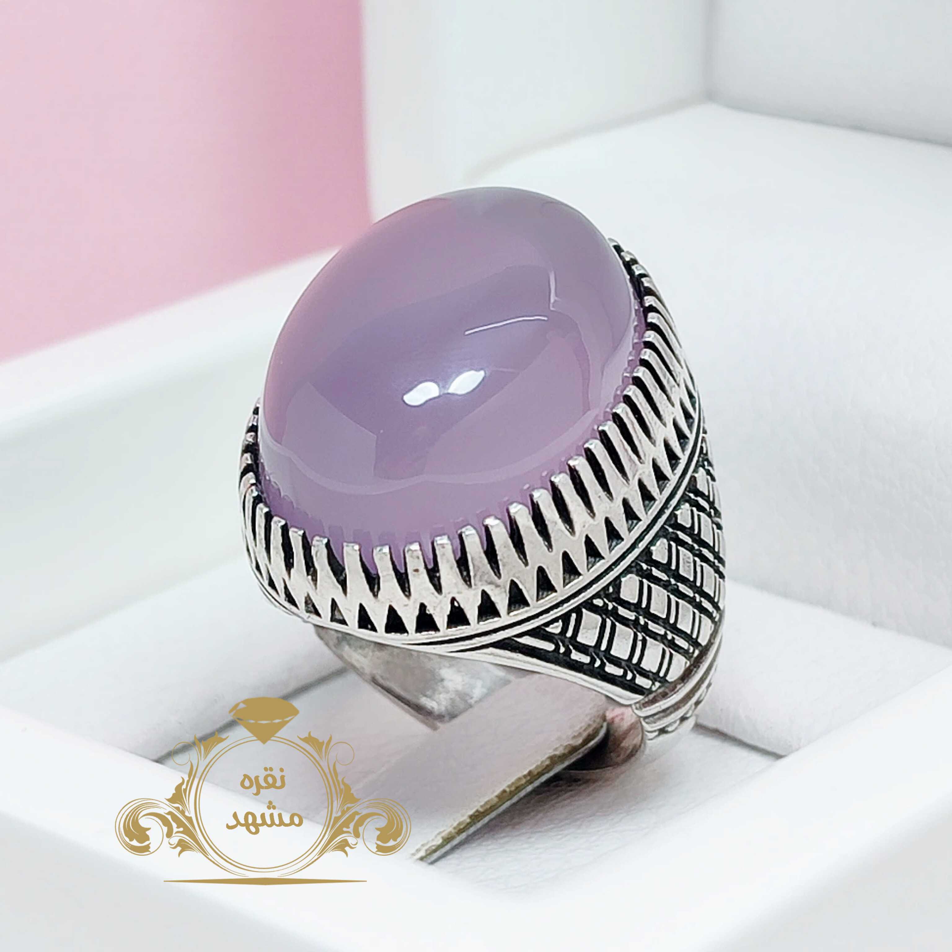 انگشتر عقیق سوسنی اصل مردانه مدل حصیری نگین درشت