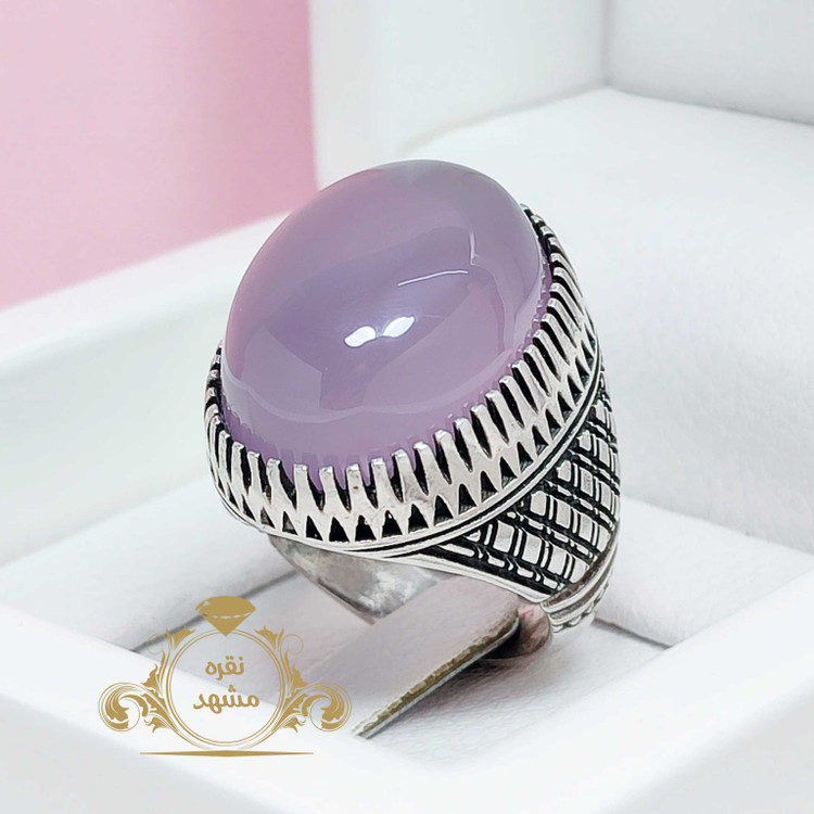 انگشتر عقیق سوسنی اصل مردانه مدل حصیری نگین درشت